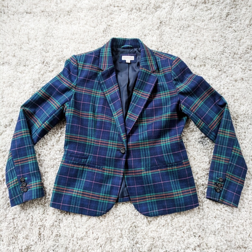 Navy Plaid Blazer